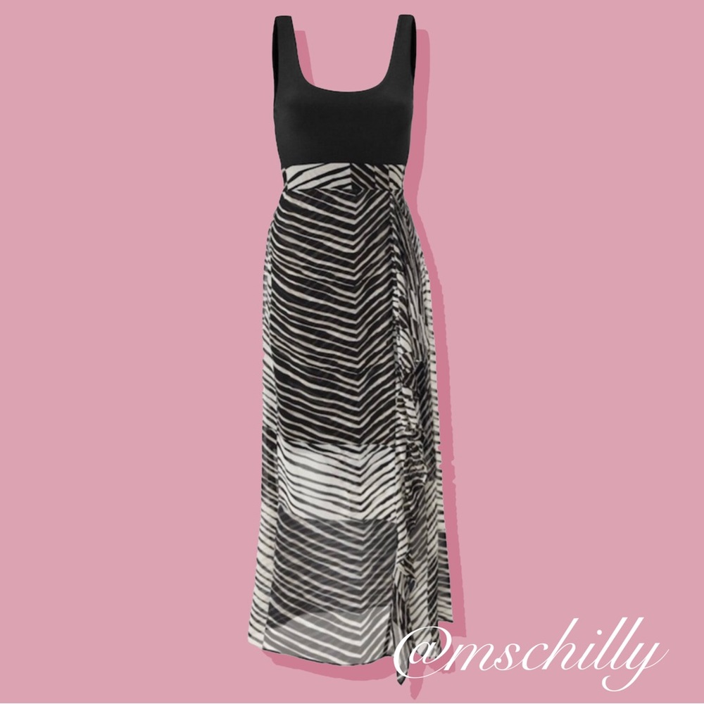 Cabi Cha Cha Maxi Dress Black White Zebra Tank 5266 Sz L